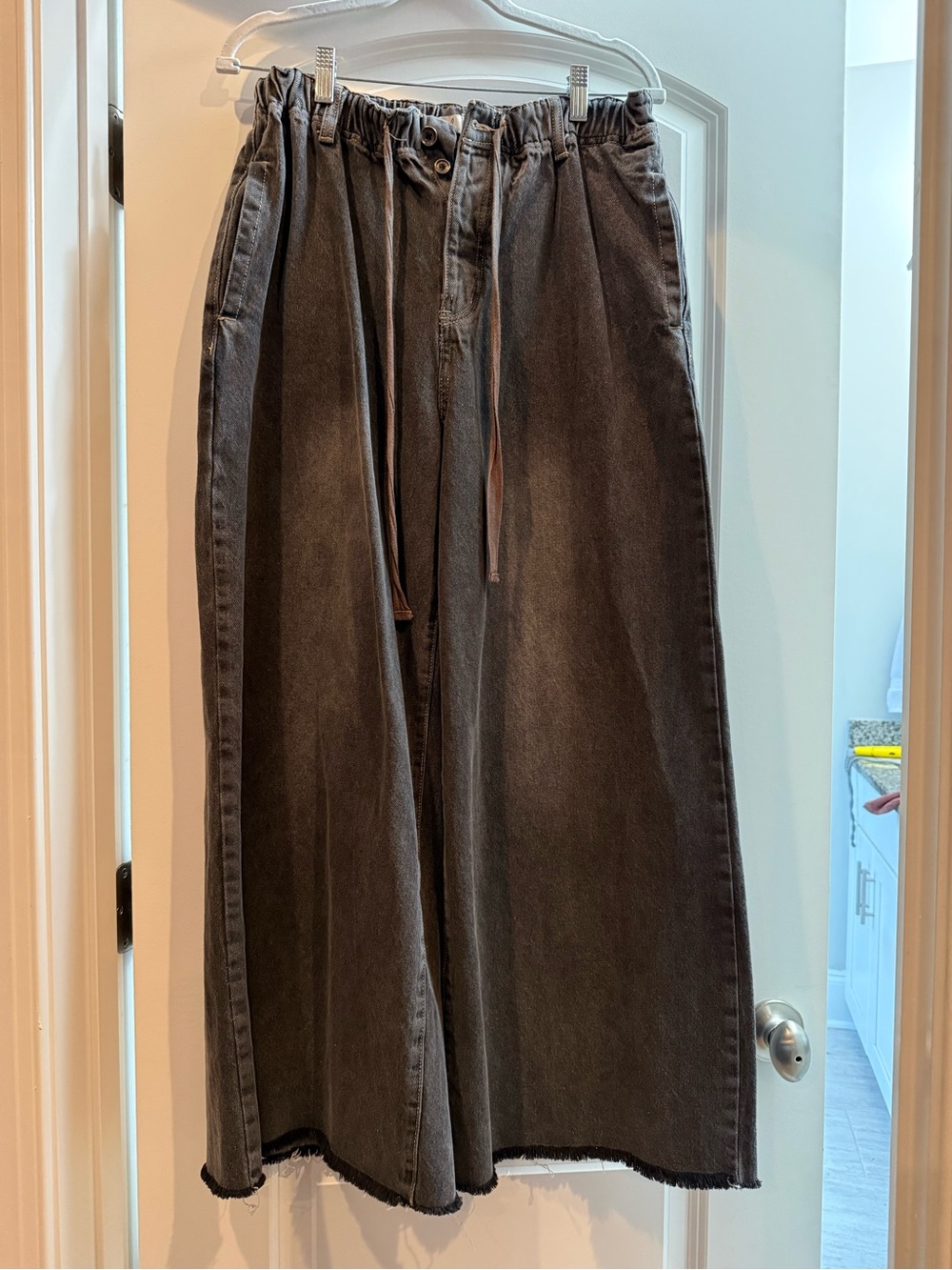 easel Women's Wide-Leg Drawstring Pants - Washed Black
